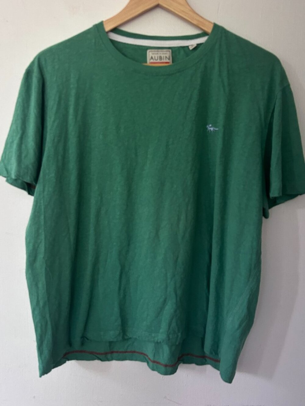Aubin Cotton Linen T-shirt Mens XXL Green Short Sleeve Preppy